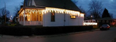 Sideview of my house all lit up